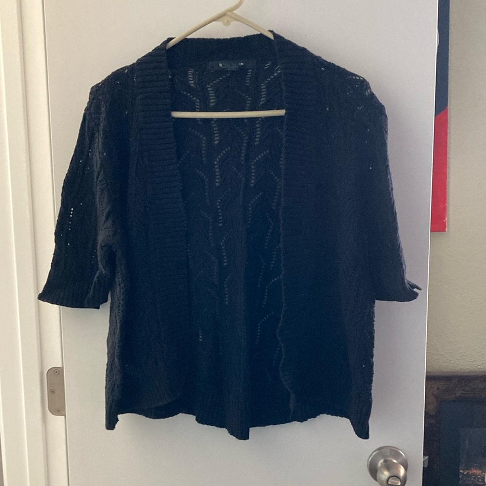 89th & Madison Black Open-Front Cardigan Sweater